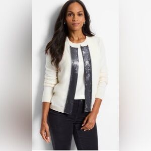 Nic + Zoe Sequined Trim Cardigan NEW size Large